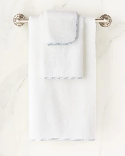 Matouk Whipstitch Wash Cloth In Sterling