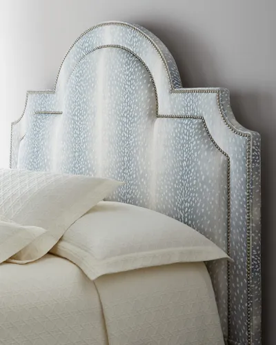 Massoud Maurice Animal-print Queen Headboard In Aqua