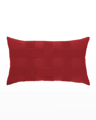 Elaine Smith Basketweave Lumbar Sunbrella Pillow, Red