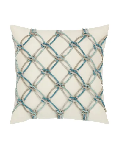 Elaine Smith Rope Sunbrella Pillow, Turquoise