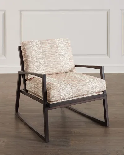 Massoud Leonidas Wood Frame Chair In Coral