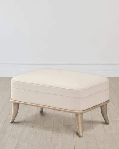 William D Scott Jackie Gray/milk Leather Ottoman In Grey