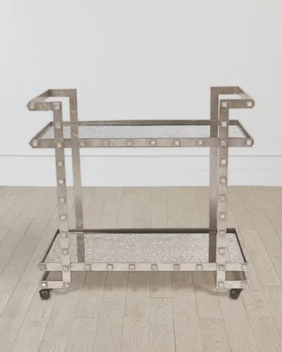 William D Scott Quartz Stud Bar Cart In Silver Leaf