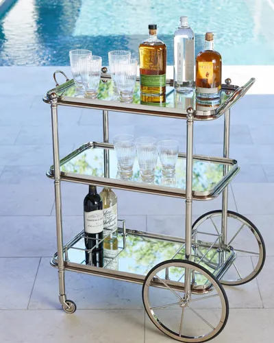 William D Scott Spoke Wheel Bar Cart In Nickel