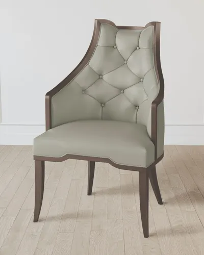 William D Scott Logan Walnut/chesterfield Gray Leather Arm Chair