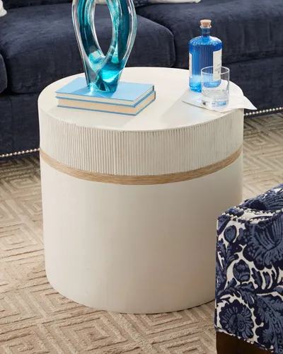 Palecek Cienaga Side Table In White Stonecast