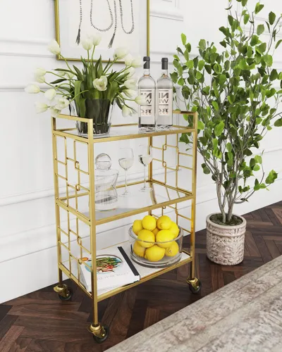 Butler Specialty Co Aldridge Polished Gold Bar Cart