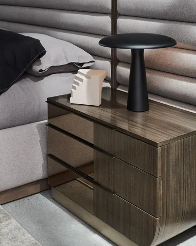 Caracole La Moda Right Facing Nightstand In Brown, Stainless