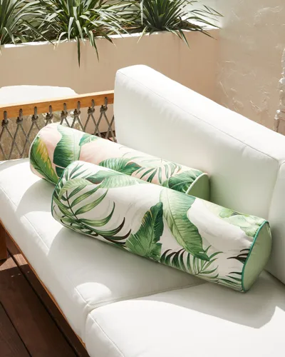 Eastern Accents Abaca Banana Leaf Bolster Pillow In Flamingo