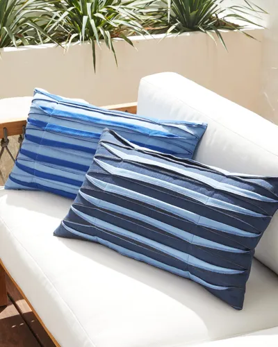 Eastern Accents Plisse Pleated Decorative Pillow - Small In Blue