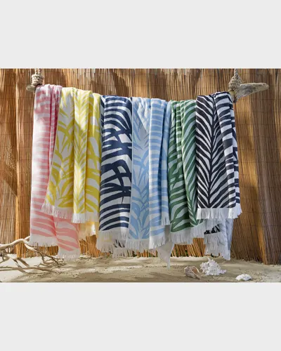 Matouk Schumacher Zebra Palm Beach Towel In Black Sand