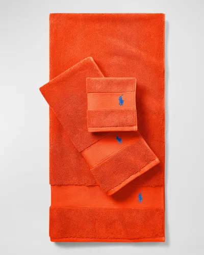 Ralph Lauren Polo Player Hand Towel In Sailing Orange