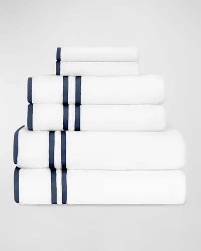 Home Treasures Ribbons 6-piece Bath Towel Set In White Navy