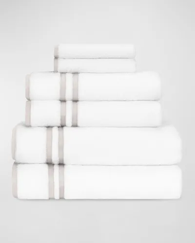 Home Treasures Ribbons 6-piece Turkish Terry Cloth Bath Towel Set In Wh/oyster