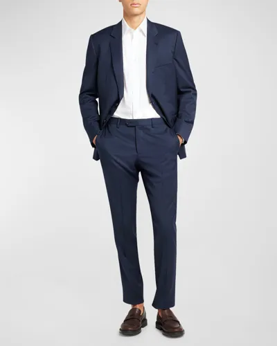 Loro Piana Men's Modern-fit Wool Herringbone Suit In Blue Pattern