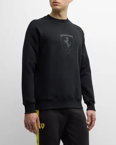 Puma X Ferrari Men's Race Shield Crew Sweatshirt In Black