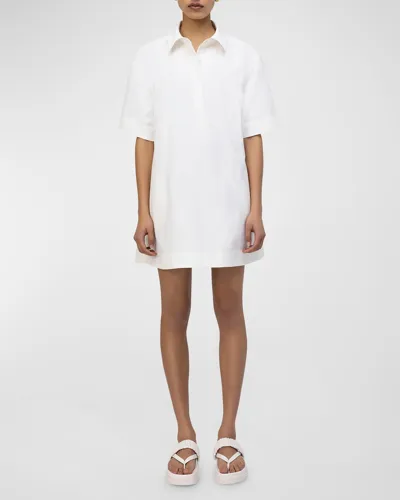 Simkhai Lucienne Short-sleeve Cotton Mini Shirtdress In White