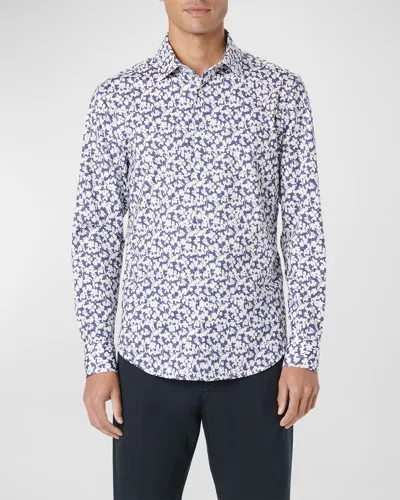 Bugatchi Men's James Floral Ooohcotton Sport Shirt In Navy