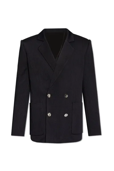 Balmain Casual Mini Monogram Blazer In Navy