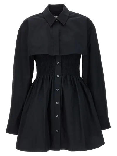 Alexander Wang T Alexanderwang. T Layered Cotton-poplin Mini Shirt Dress In Black