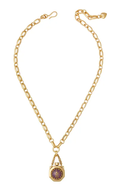 Brinker & Eliza Here's Your Sign 24k Gold-plated Necklace In Berry