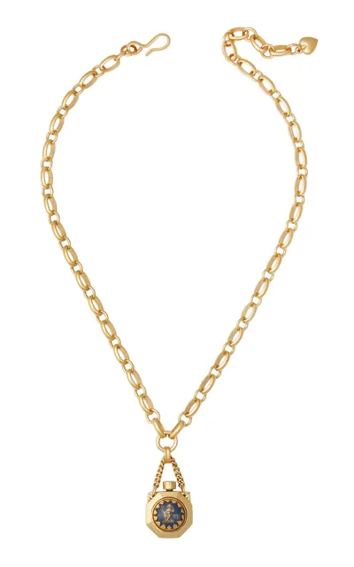 Brinker & Eliza Here's Your Sign 24k Gold-plated Necklace In Navy