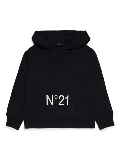 N°21 Kids' Logo-print Cotton Hoodie In Black