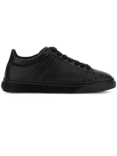 Hogan Low-top Tonal Leather Sneakers In Schwarz