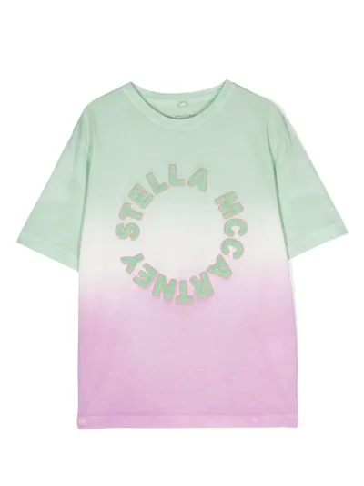 Stella Mccartney Kids' Organic Cotton Degradé Logo T-shirt In Multicolor