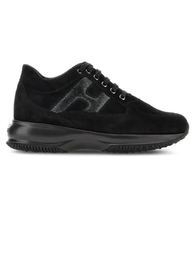 Hogan Interactive Suede Low-top Sneakers In Schwarz