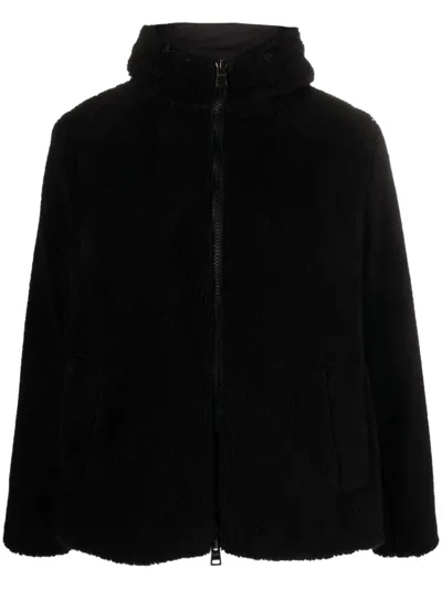 Herno Felted Hooded Jacket In Black