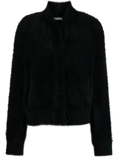 Alberta Ferretti Brushed-effect Press-stud Cardigan In Black