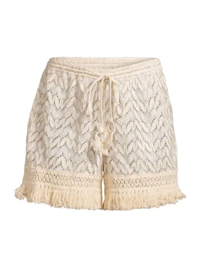 Ramy Brook Women's Mina Lace Cover-up Shorts In Sand Chevron Fringe