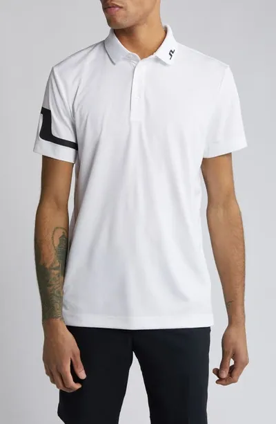 J. Lindeberg Heath Logo-print Jersey Polo Shirt In White