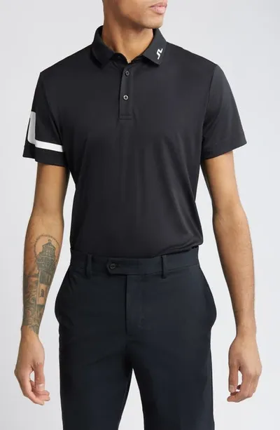 J. Lindeberg Black Heath Logo Golf Polo Shirt