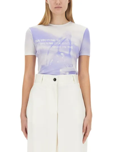 Jil Sander T-shirt With Logo In Azure