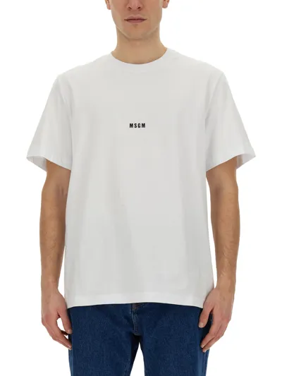 Msgm Lettering Logo Print T-shirt In White