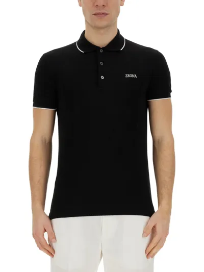 Zegna Cotton Polo In Black