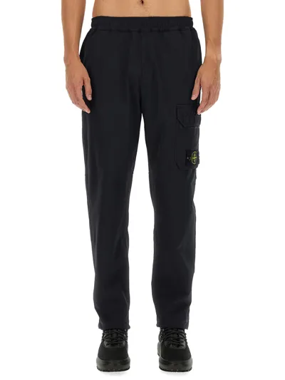 Stone Island Jogging Pants With Logo In Blue