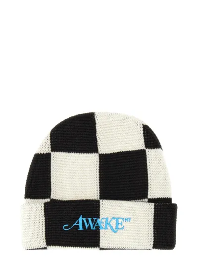 Awake Ny Checkered Logo Beanie In Black