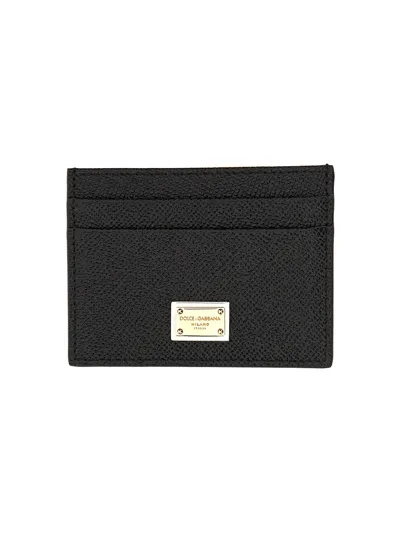 Dolce & Gabbana Leather Card Holder In Black