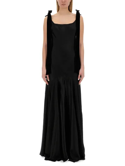 Nina Ricci Long Satin Dress In Black