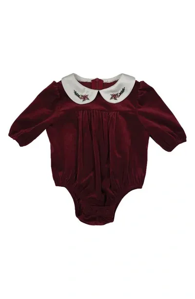 Maniere Girls' Butter Velvet Bodysuit - Baby, Little Kid In Burgundy