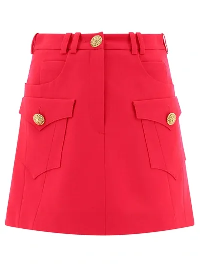 Balmain Western A Line Cut Out Skirt In Fuchsia