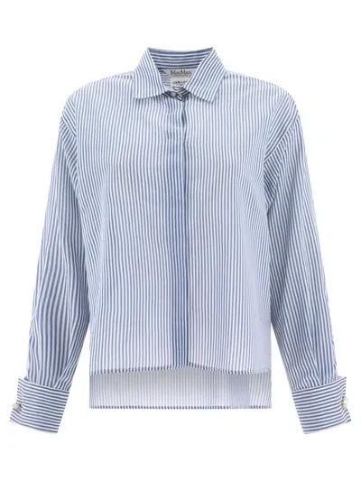 Max Mara Masculine-style Organza Shirt In Blue