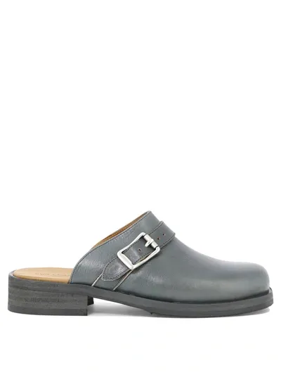 Our Legacy Camion Leather Mules In Grey