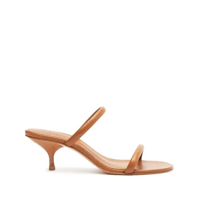 Schutz Taliah Mid Nappa Leather Sandal In Honey Peach