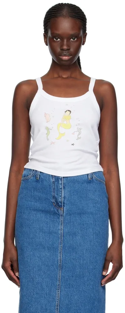 Anna Sui White Mermaid Tank Top