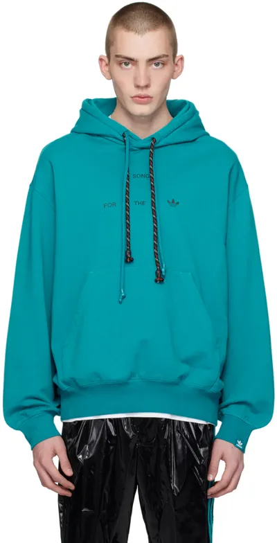 Song For The Mute Blue Adidas Originals Edition Hoodie In Active Teal