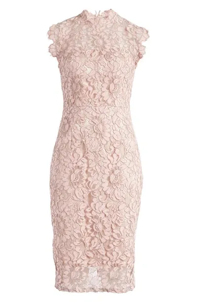 Eliza J Illusion Lace Sheath Dress In Blush